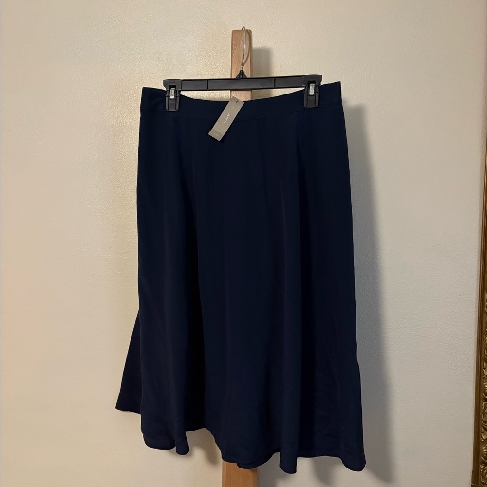 J. Crew Classic Navy A-Line Silk Skirt